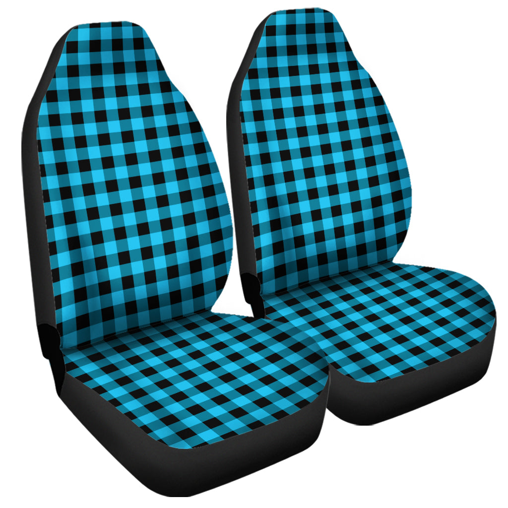 Turquoise And Black Check Pattern Print Universal Fit Car Seat Covers