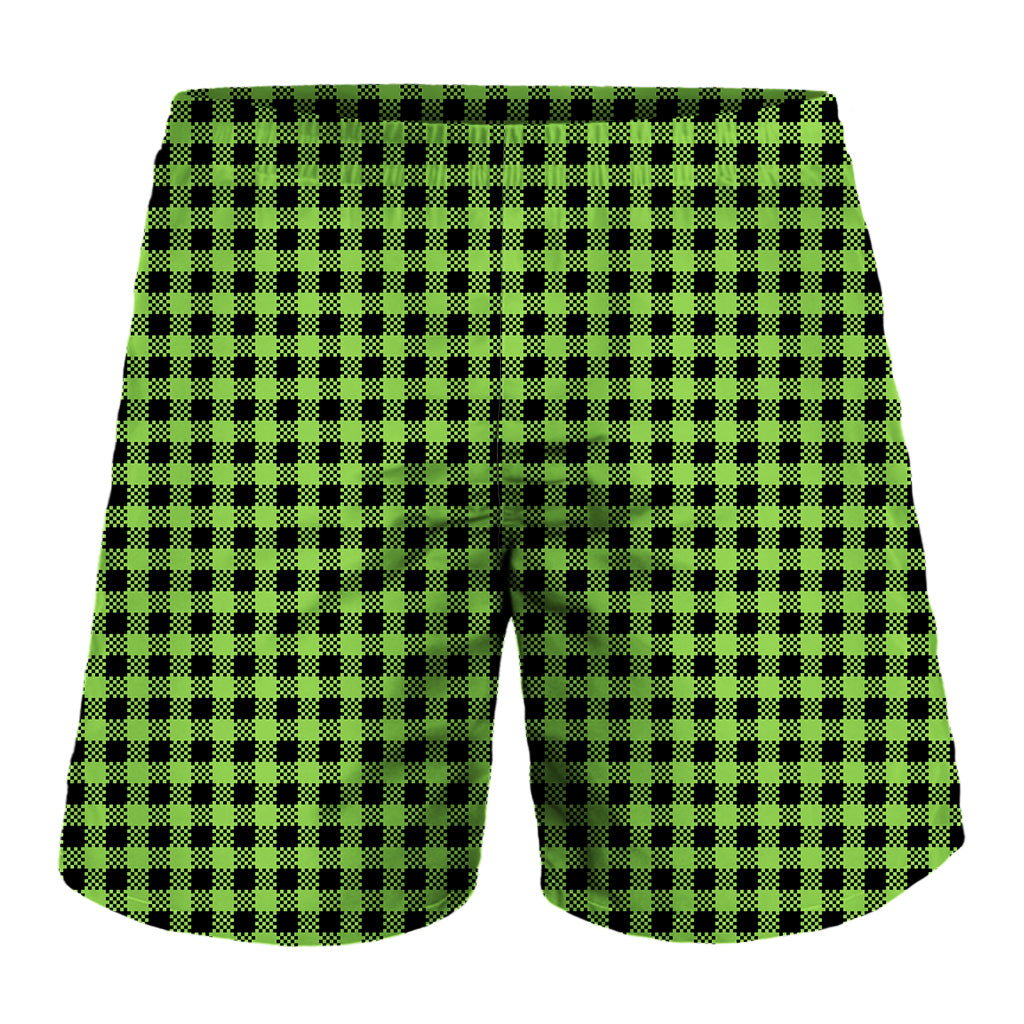 UFO Green Buffalo Plaid Print Men's Shorts