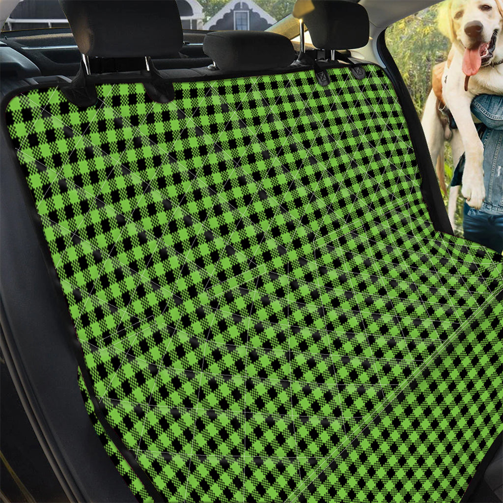 UFO Green Buffalo Plaid Print Pet Car Back Seat Cover