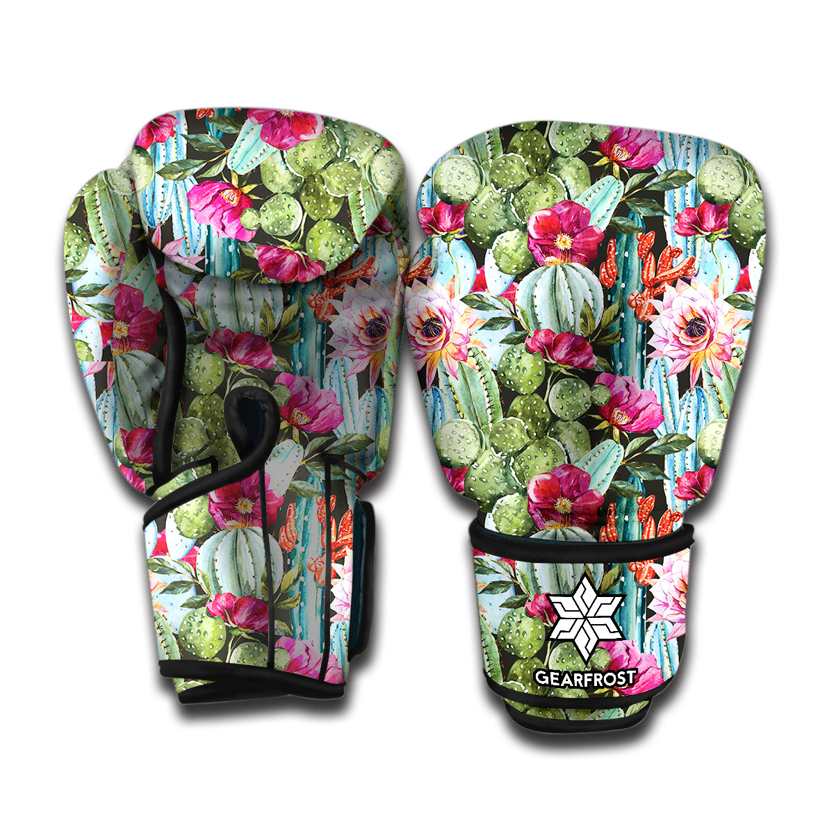 Vintage Cactus And Flower Print Boxing Gloves