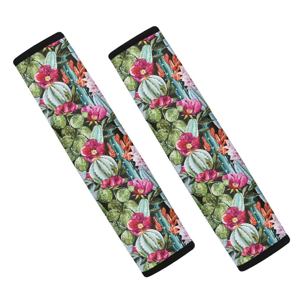 Vintage Cactus And Flower Print Car Seat Belt Covers