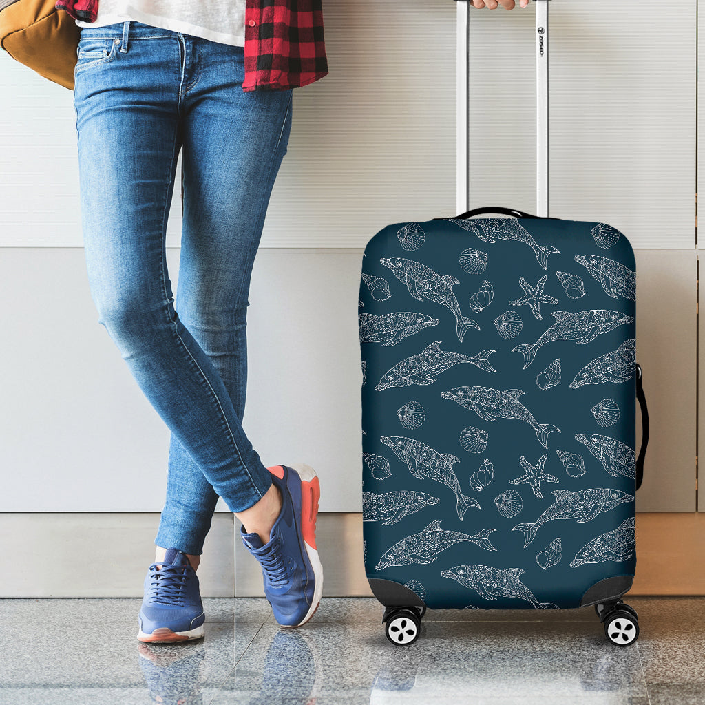 Vintage Dolphins Pattern Print Luggage Cover