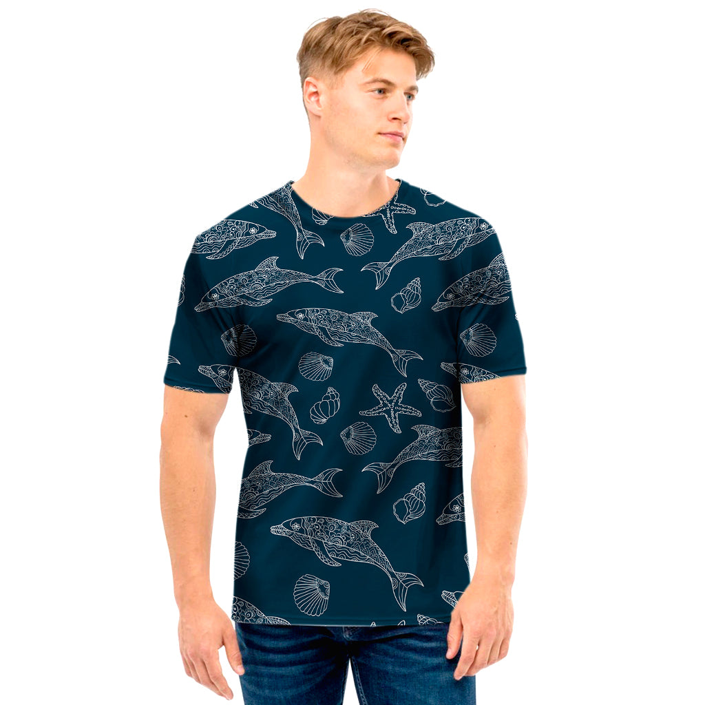 Vintage Dolphins Pattern Print Men's T-Shirt