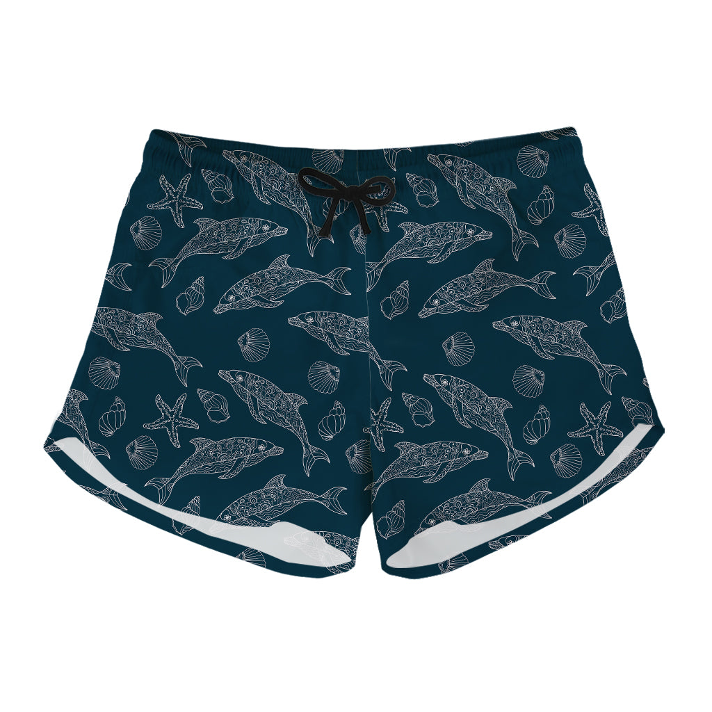 Vintage Dolphins Pattern Print Women's Shorts