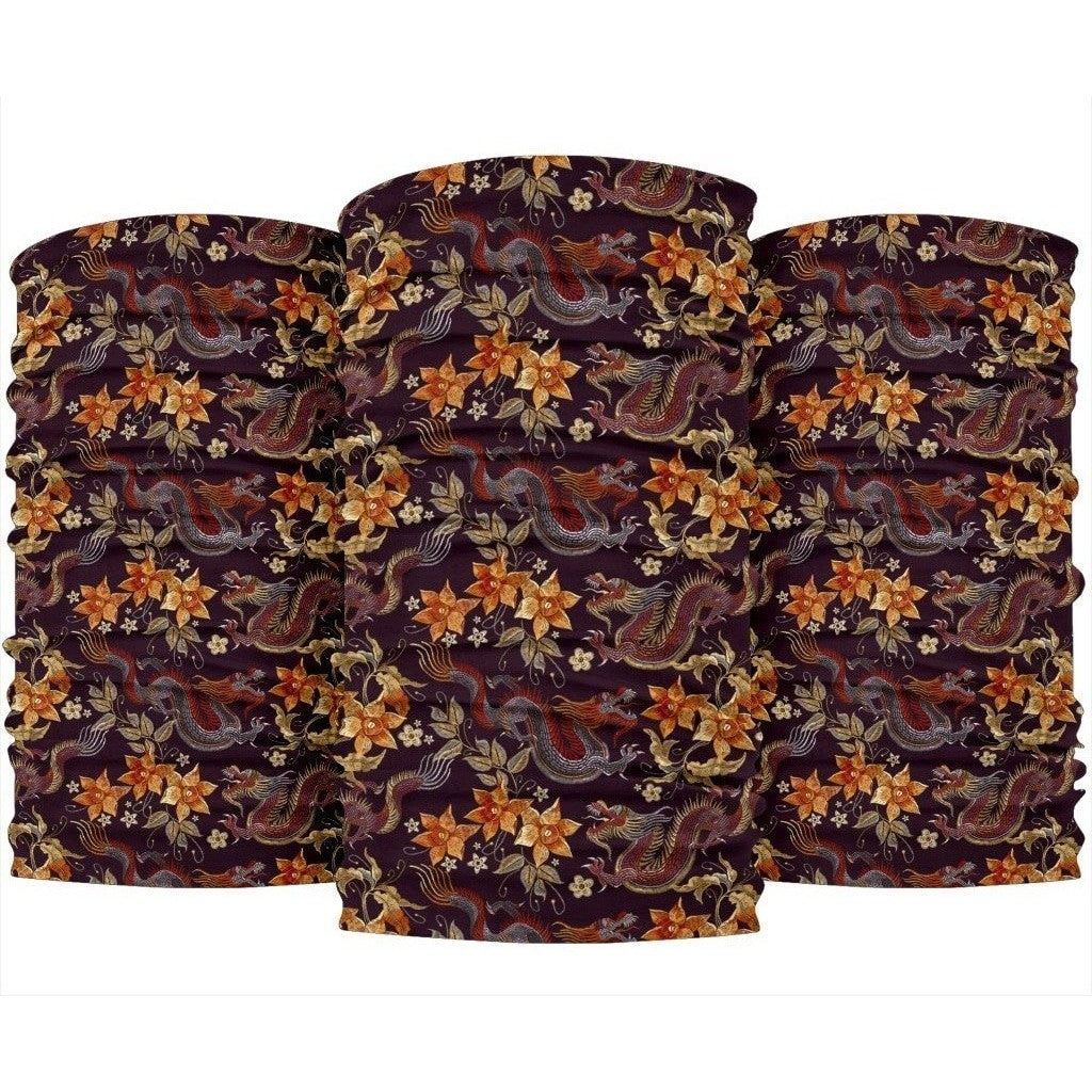 Vintage Dragon Flower Pattern Print 3-Pack Bandanas