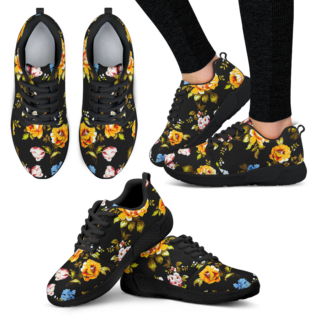 Vintage Floral Flower Pattern Print Women's Athletic Shoes