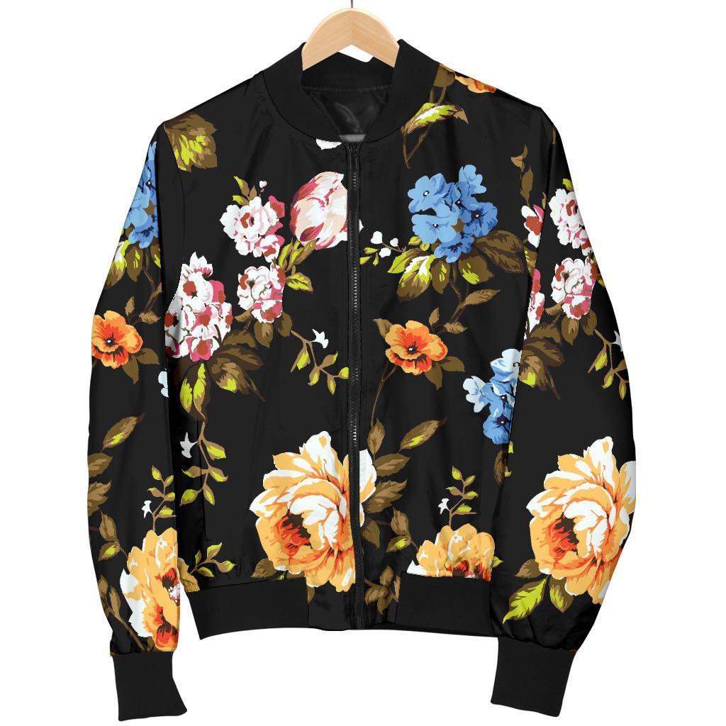 Vintage Floral Flower Pattern Print Women's Bomber Jacket