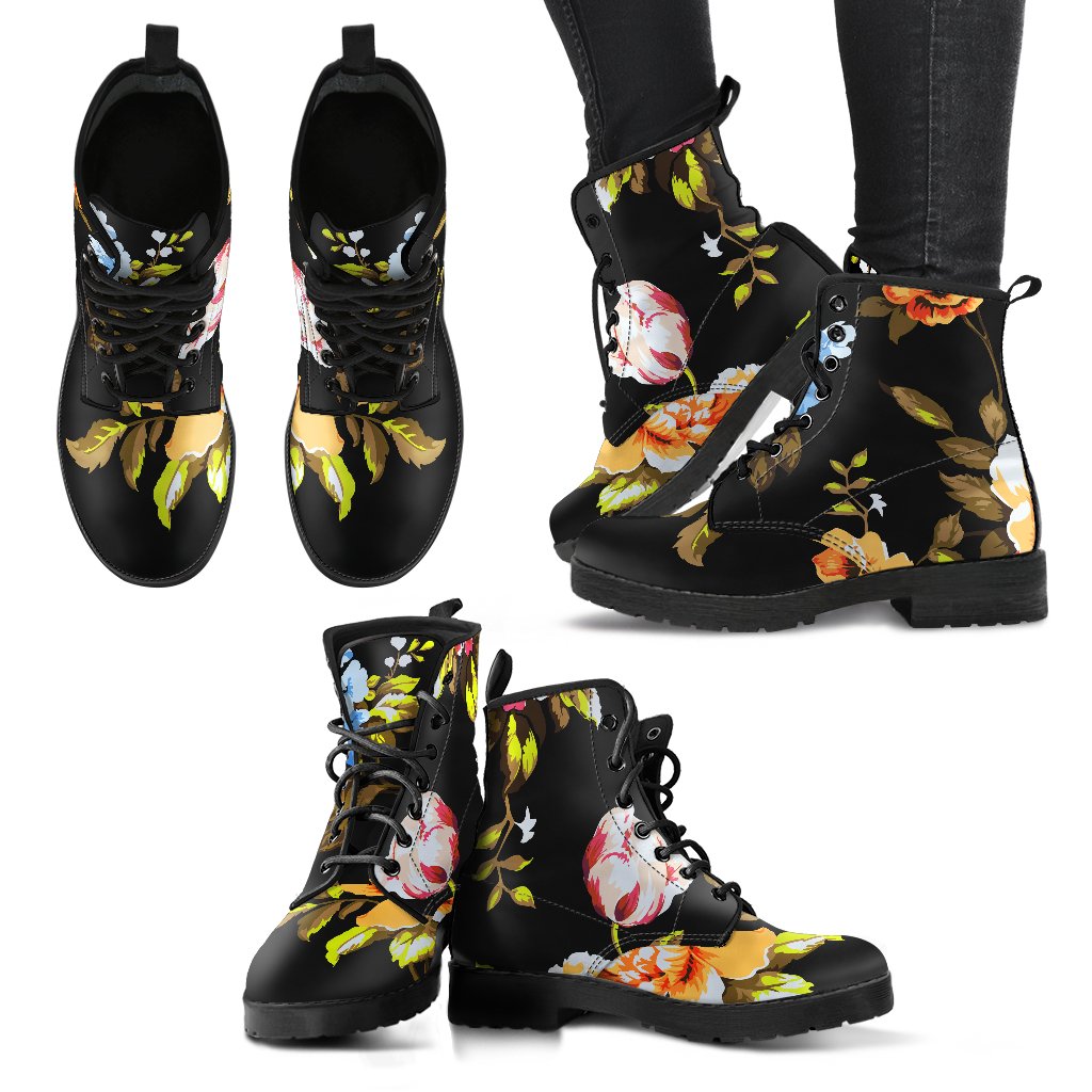 Vintage Floral Flower Pattern Print Women's Boots