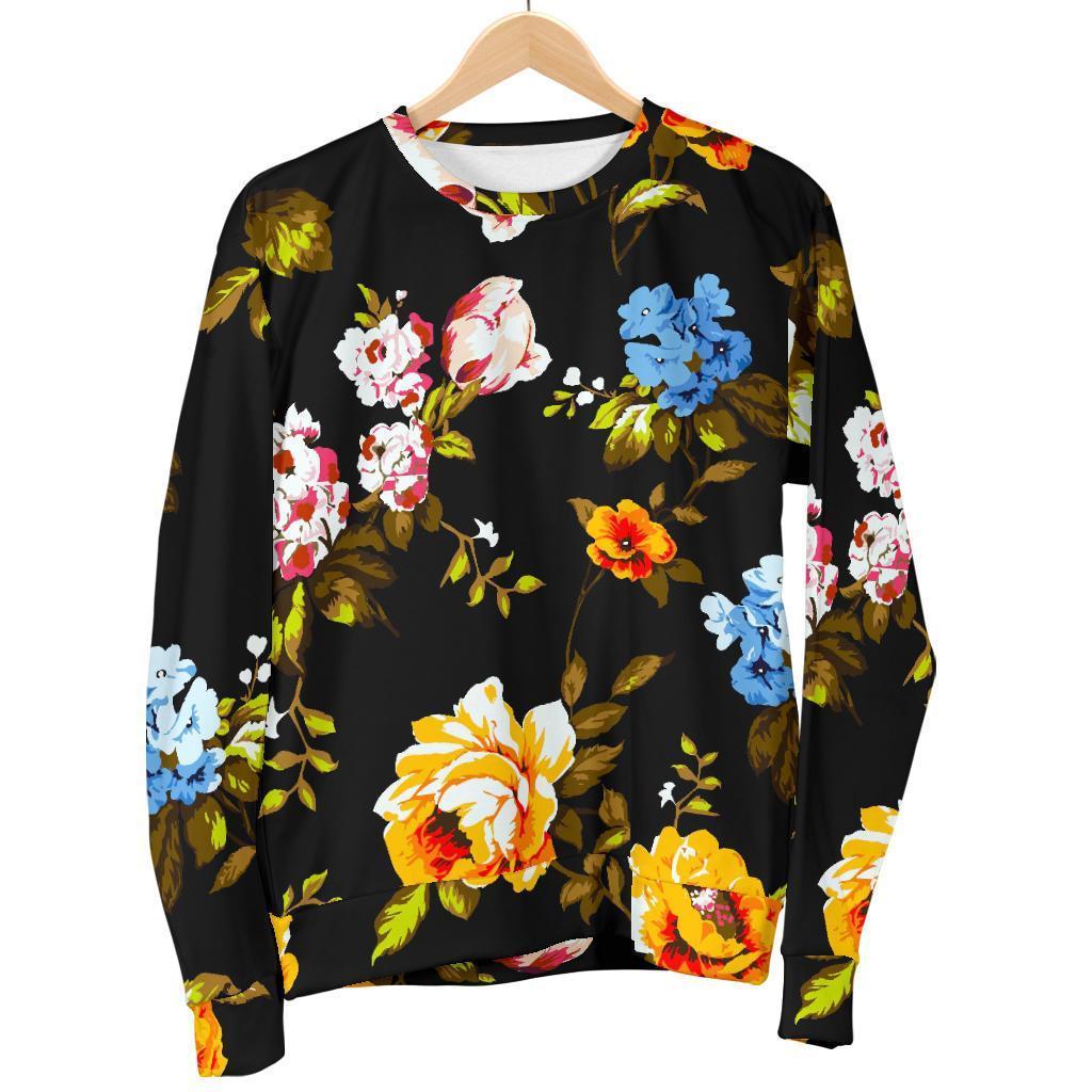 Vintage Floral Flower Pattern Print Women's Crewneck Sweatshirt