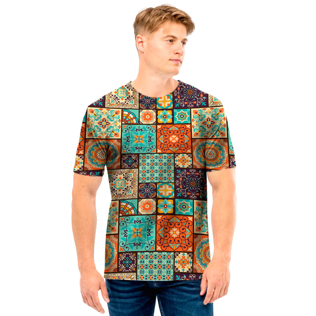 Vintage Floral Patchwork Pattern Print Men's T-Shirt