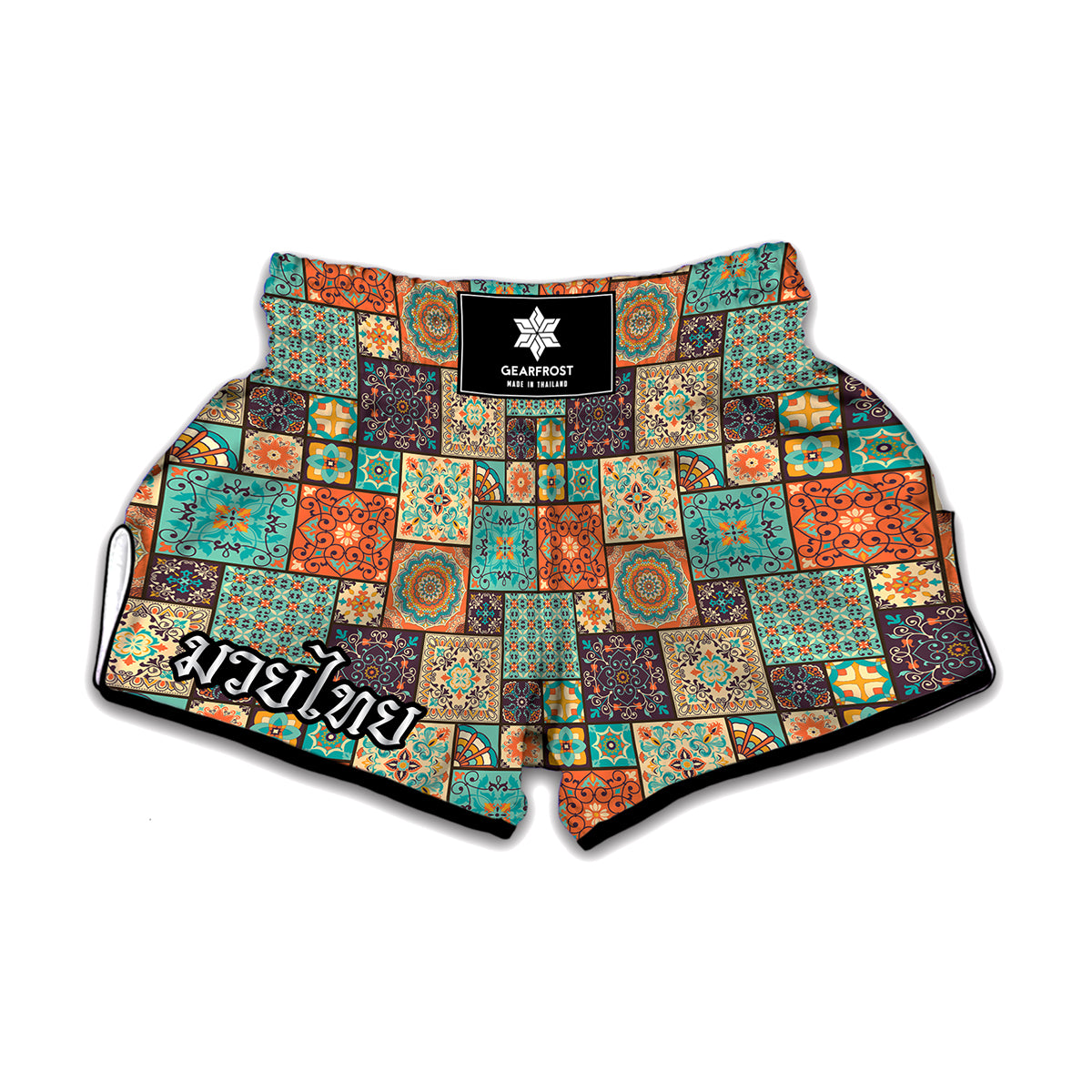 Vintage Floral Patchwork Pattern Print Muay Thai Boxing Shorts