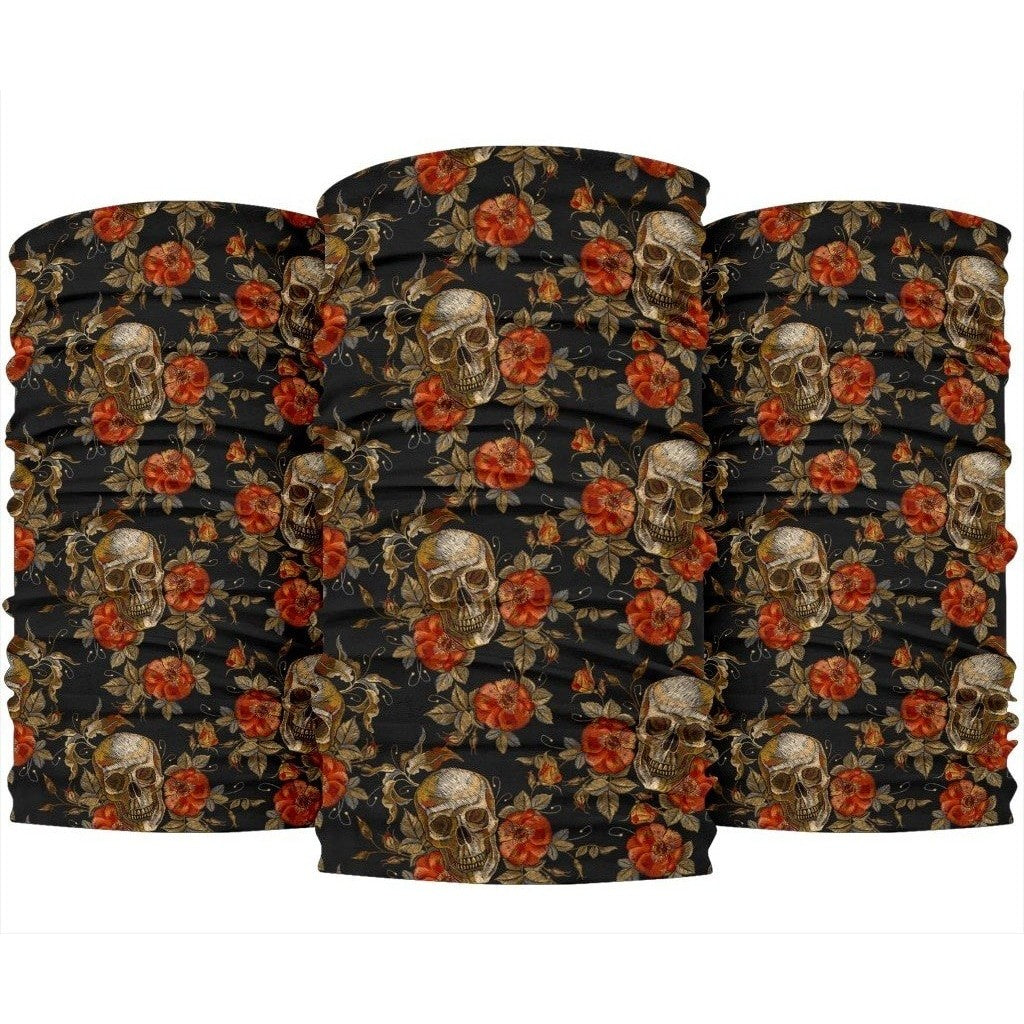Vintage Floral Skull Pattern Print 3-Pack Bandanas