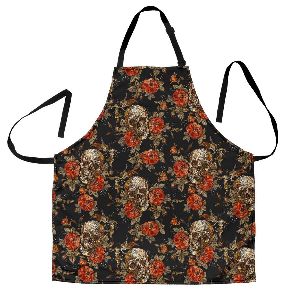 Vintage Floral Skull Pattern Print Men's Apron