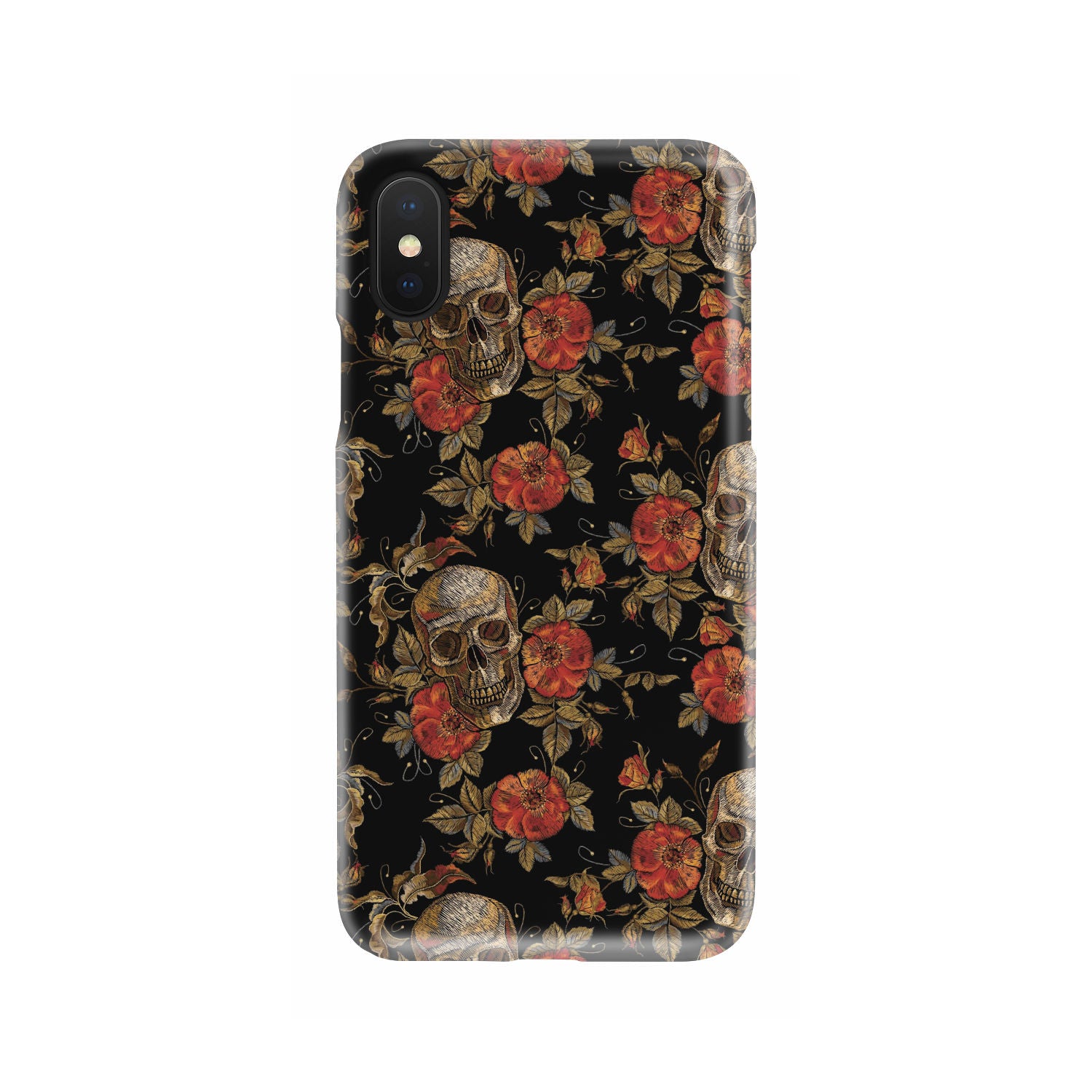 Vintage Floral Skull Pattern Print Phone Case