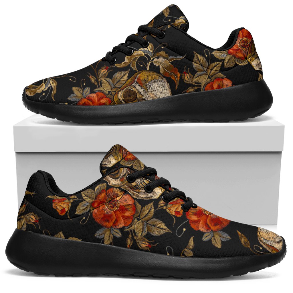 Vintage Floral Skull Pattern Print Sport Sneakers