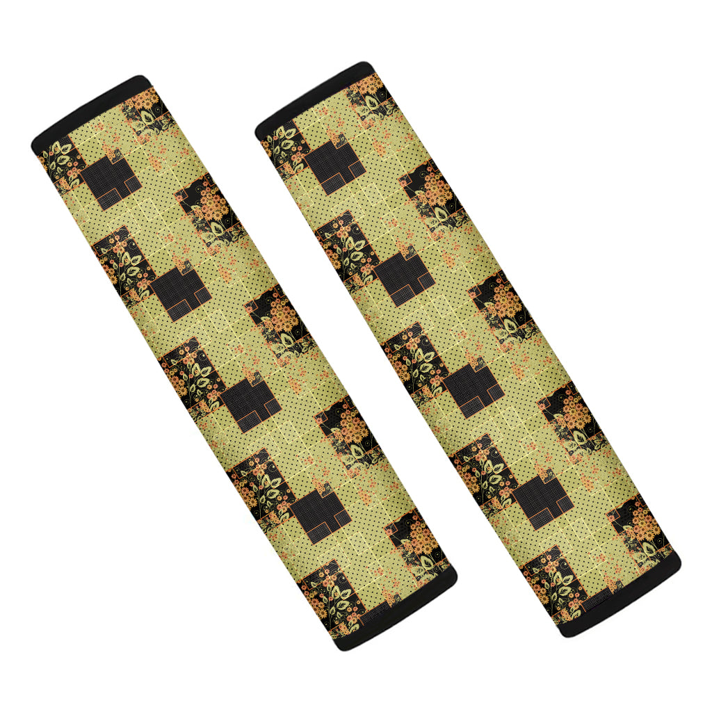 Vintage Flower Patchwork Pattern Print Car Seat Belt Covers