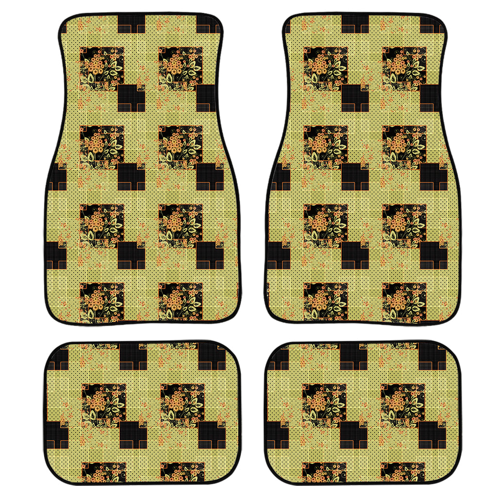 Vintage Flower Patchwork Pattern Print Front and Back Car Floor Mats