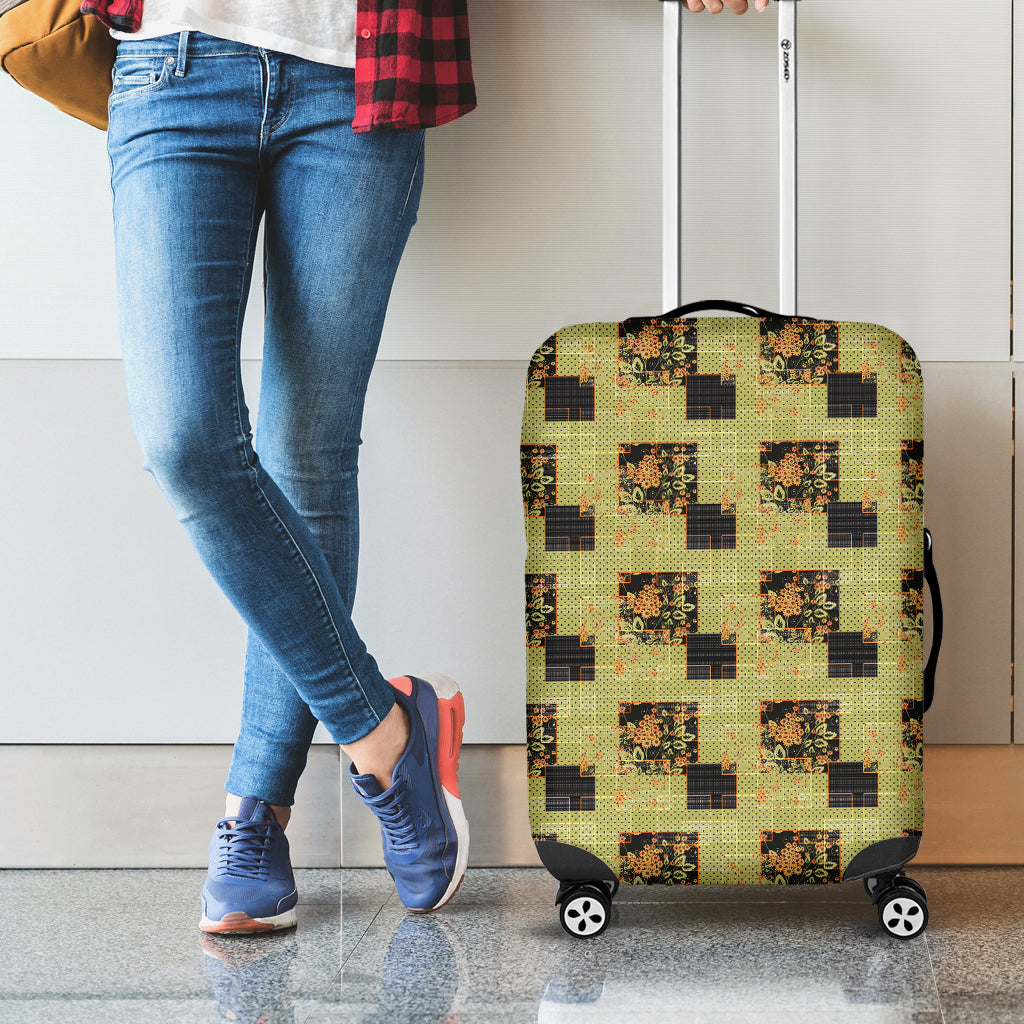 Vintage Flower Patchwork Pattern Print Luggage Cover