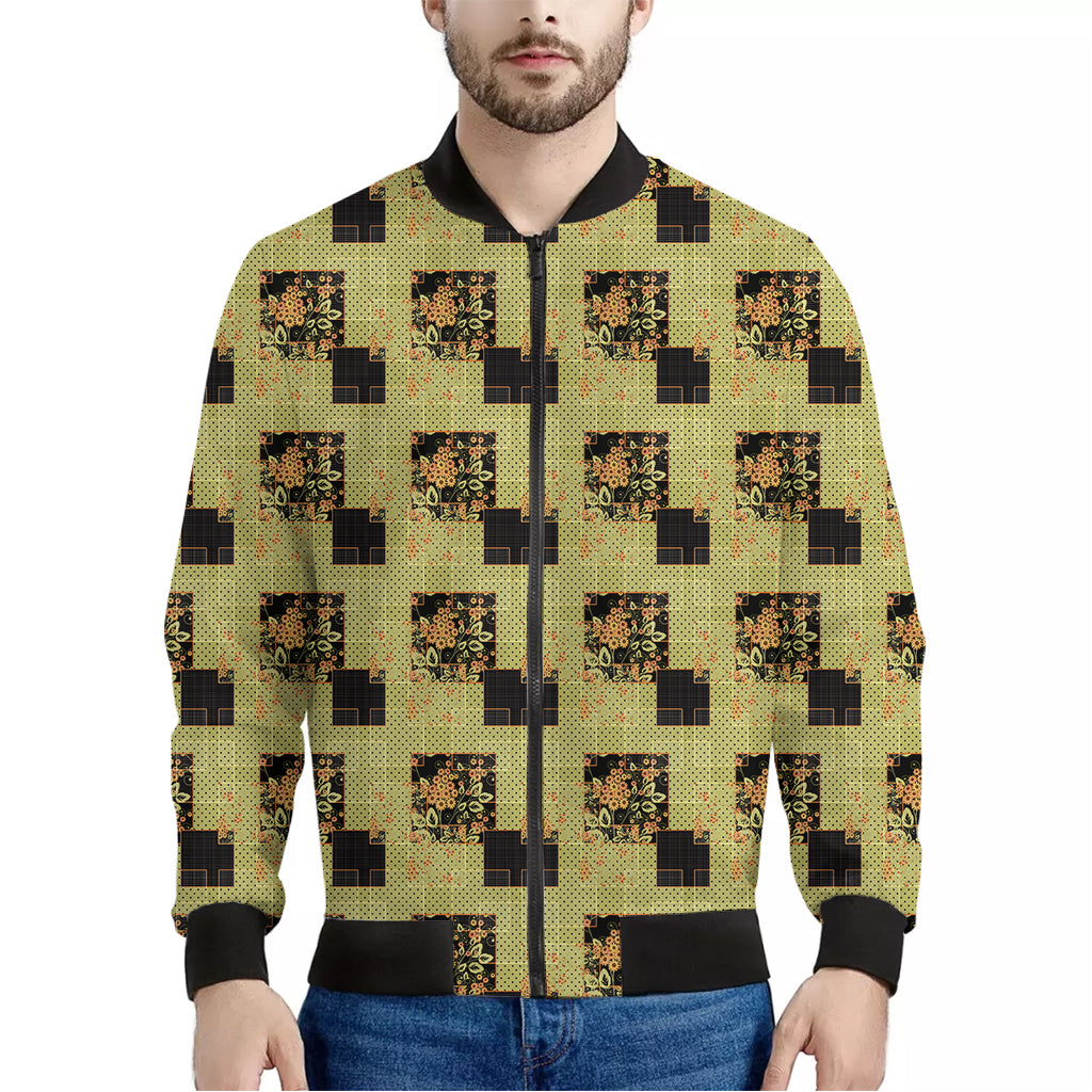 Vintage Flower Patchwork Pattern Print Men's Bomber Jacket