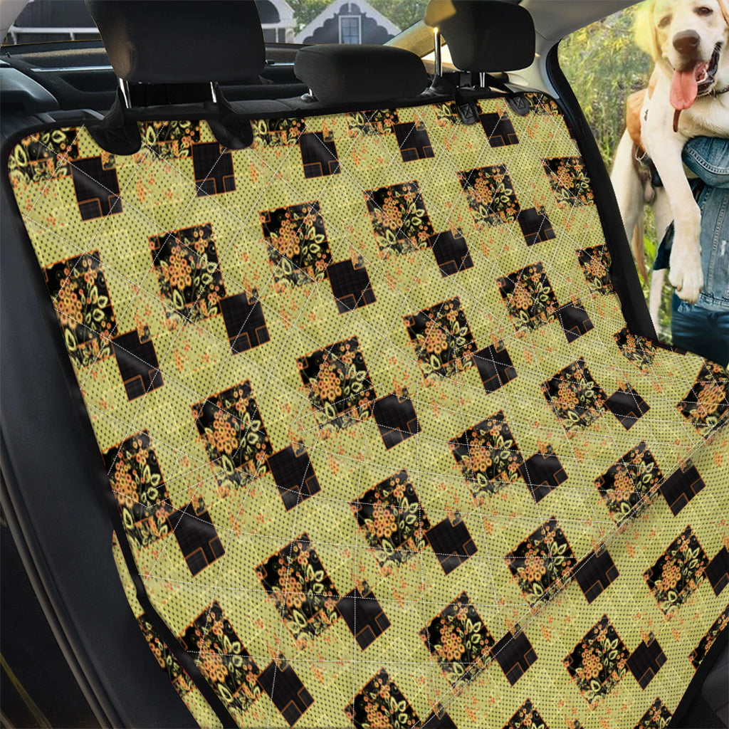 Vintage Flower Patchwork Pattern Print Pet Car Back Seat Cover