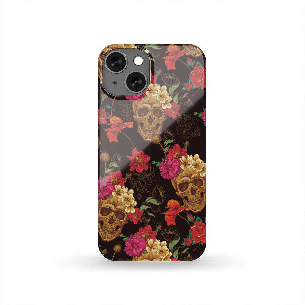 Vintage Flowers Skull Pattern Print Phone Case