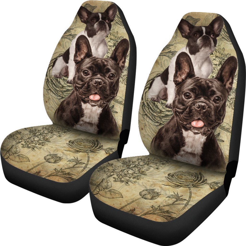 Vintage French Bulldog Universal Fit Car Seat Covers