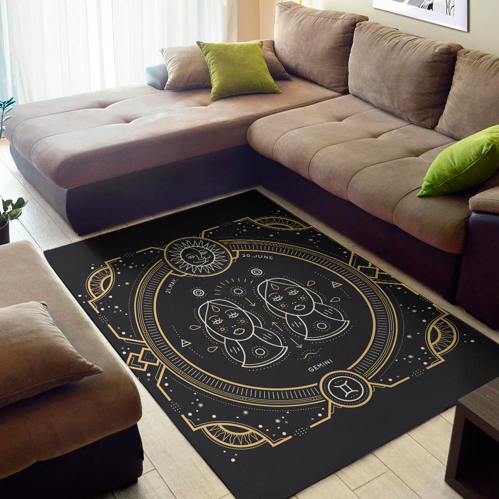 Vintage Gemini Zodiac Sign Print Area Rug