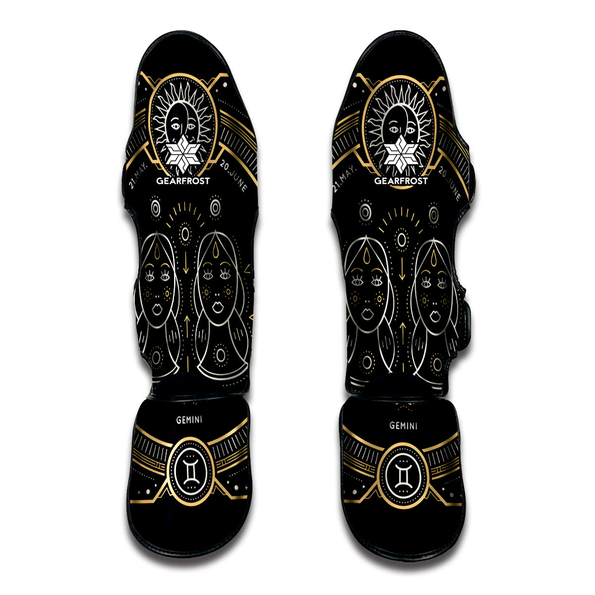 Vintage Gemini Zodiac Sign Print Muay Thai Shin Guards