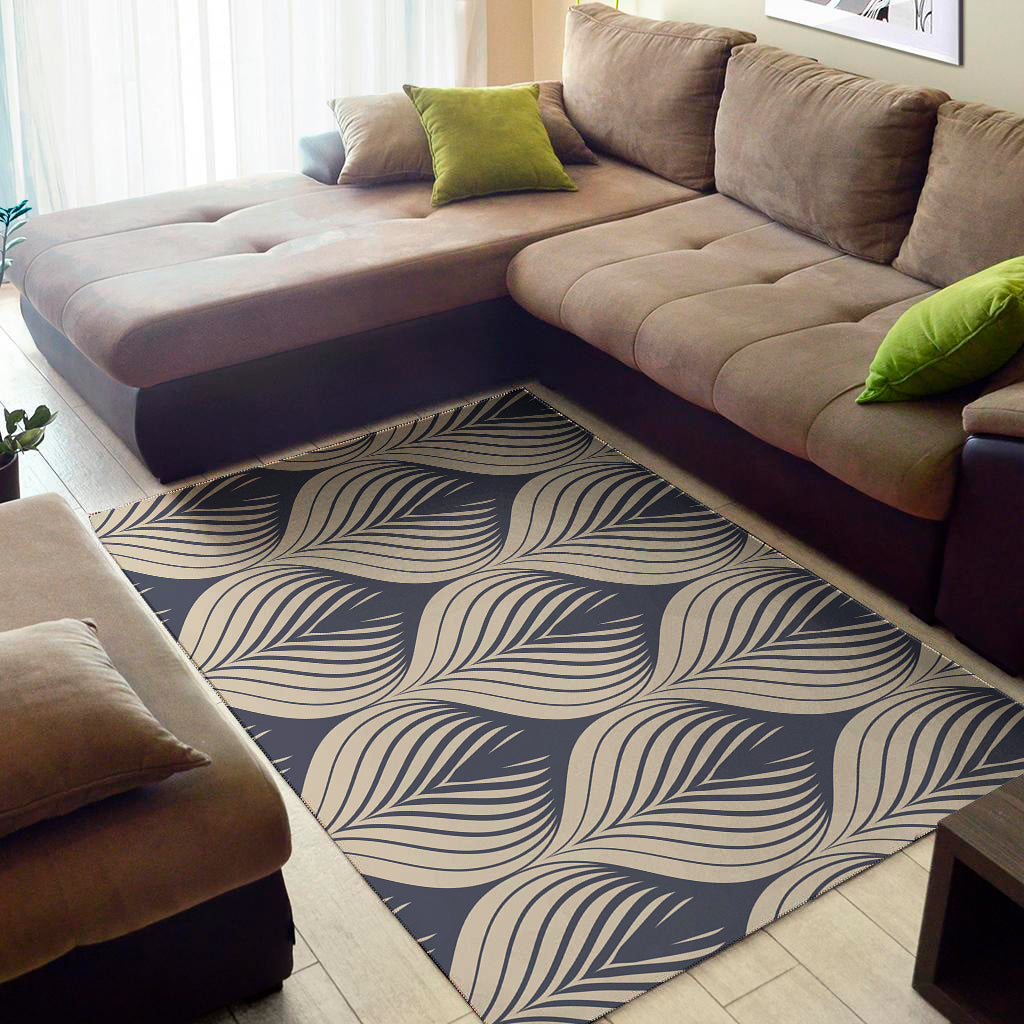 Vintage Geometric Leaf Pattern Print Area Rug