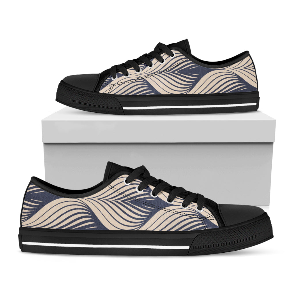 Vintage Geometric Leaf Pattern Print Black Low Top Shoes