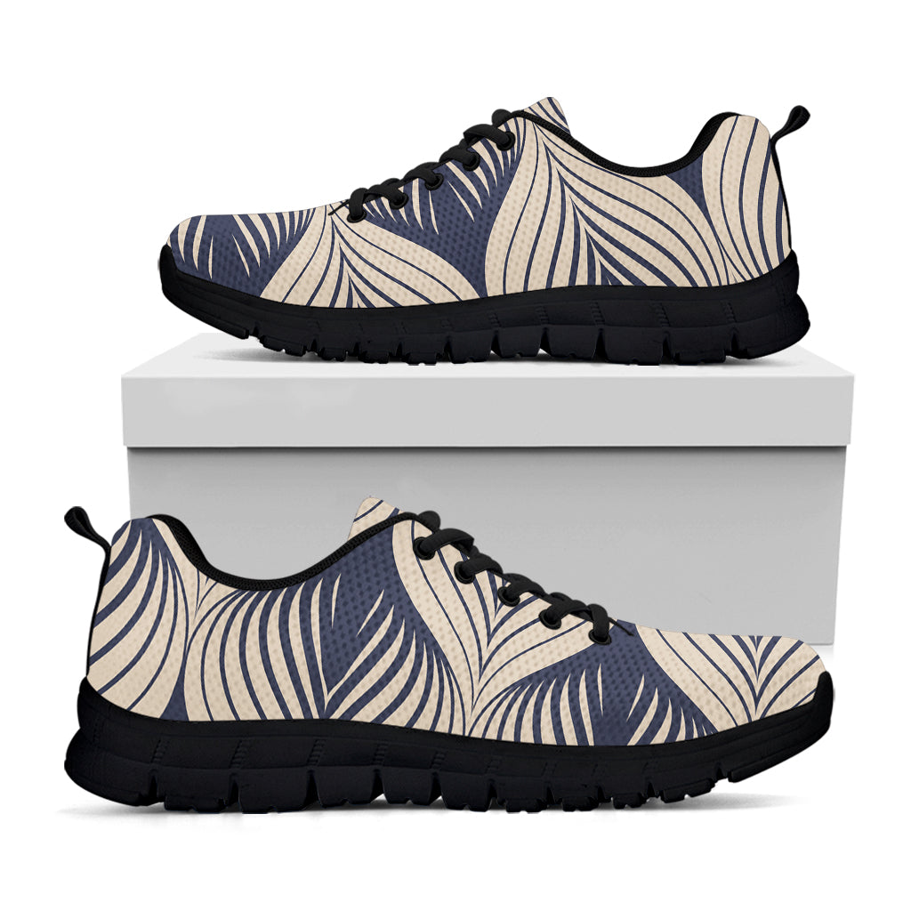 Vintage Geometric Leaf Pattern Print Black Sneakers