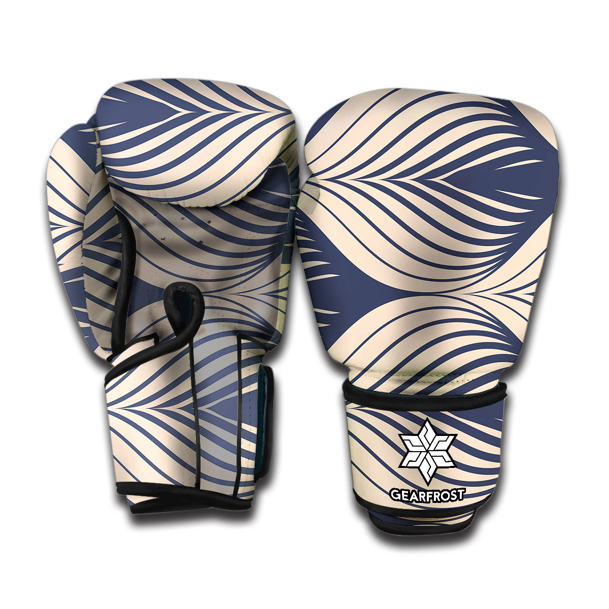 Vintage Geometric Leaf Pattern Print Boxing Gloves