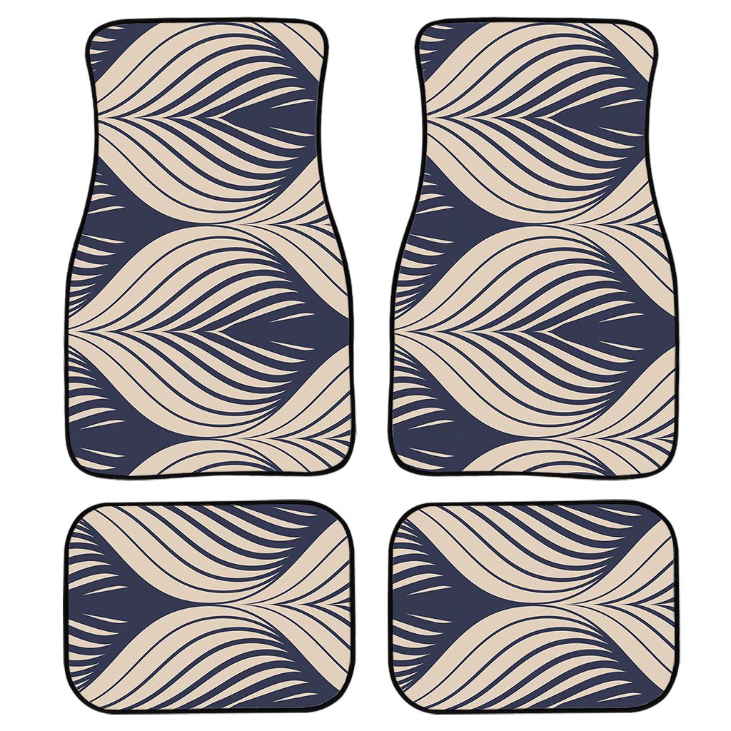 Vintage Geometric Leaf Pattern Print Front and Back Car Floor Mats