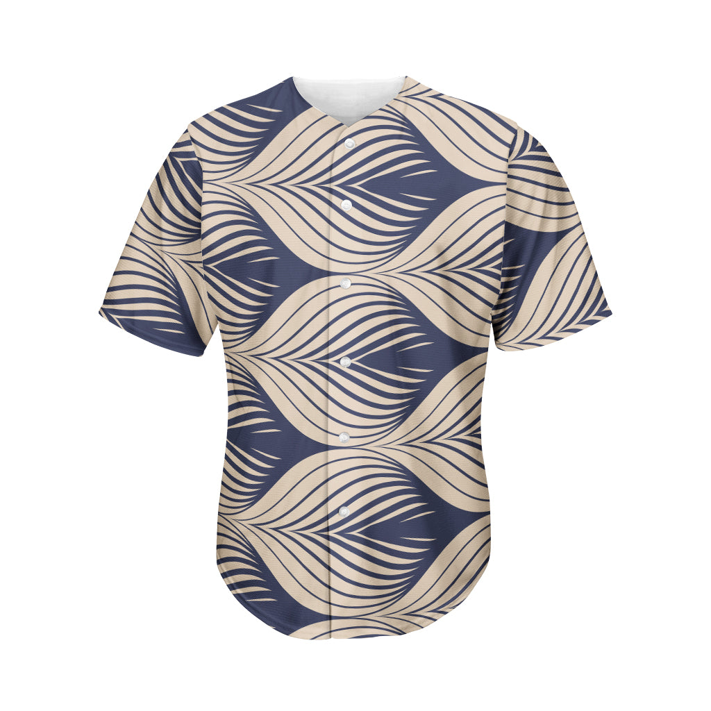 Vintage Geometric Leaf Pattern Print Men's Baseball Jersey