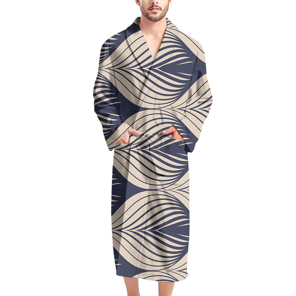 Vintage Geometric Leaf Pattern Print Men's Bathrobe