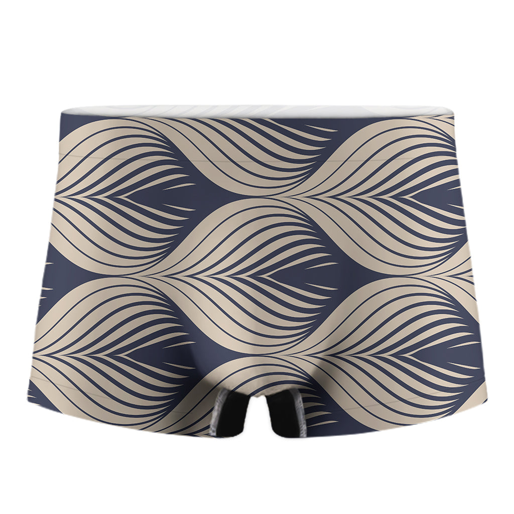 Vintage Geometric Leaf Pattern Print Men's Boxer Briefs