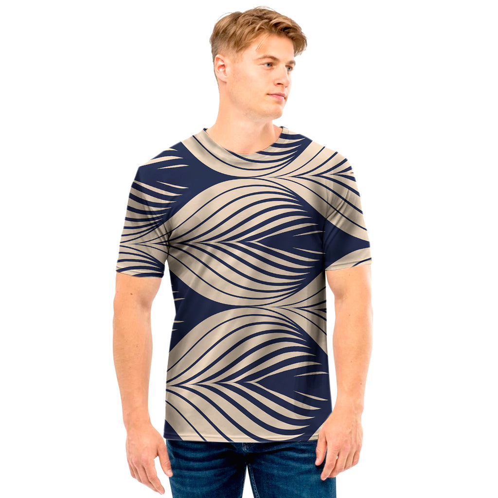 Vintage Geometric Leaf Pattern Print Men's T-Shirt