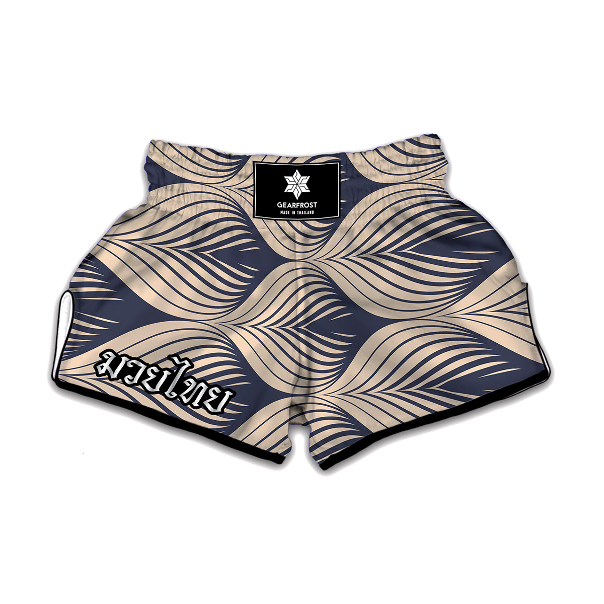 Vintage Geometric Leaf Pattern Print Muay Thai Boxing Shorts