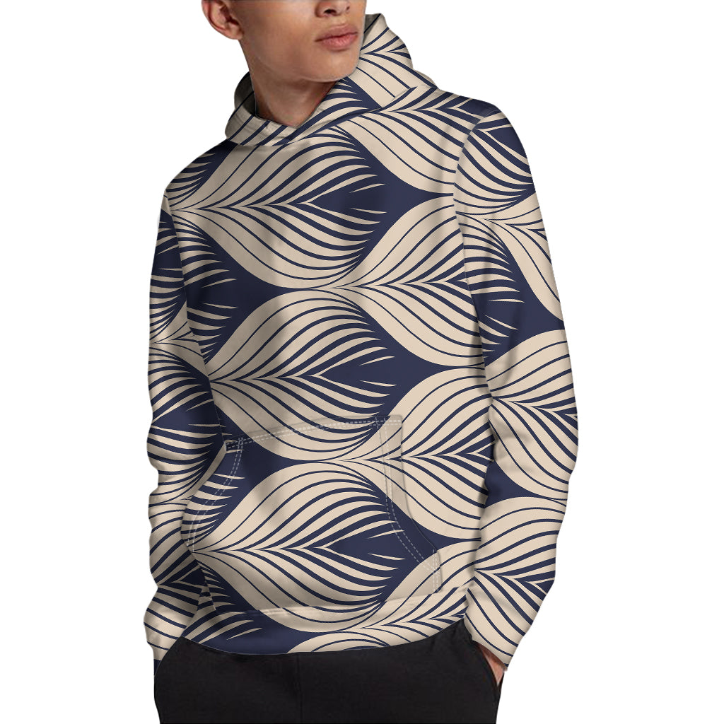 Vintage Geometric Leaf Pattern Print Pullover Hoodie