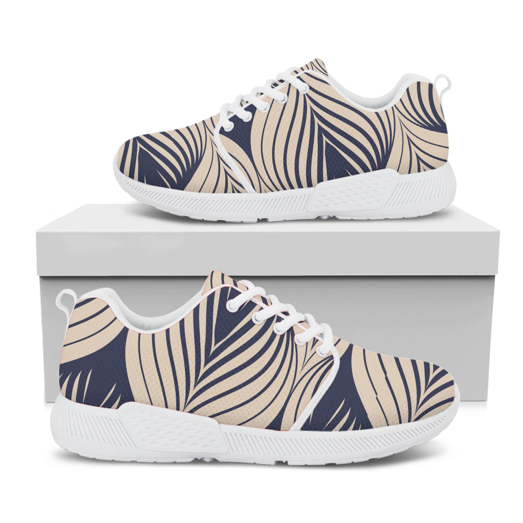 Vintage Geometric Leaf Pattern Print White Athletic Shoes