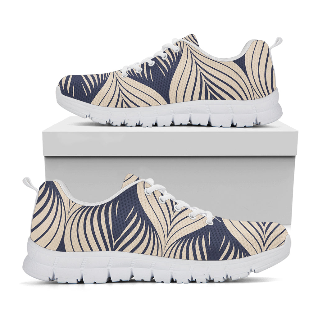 Vintage Geometric Leaf Pattern Print White Sneakers