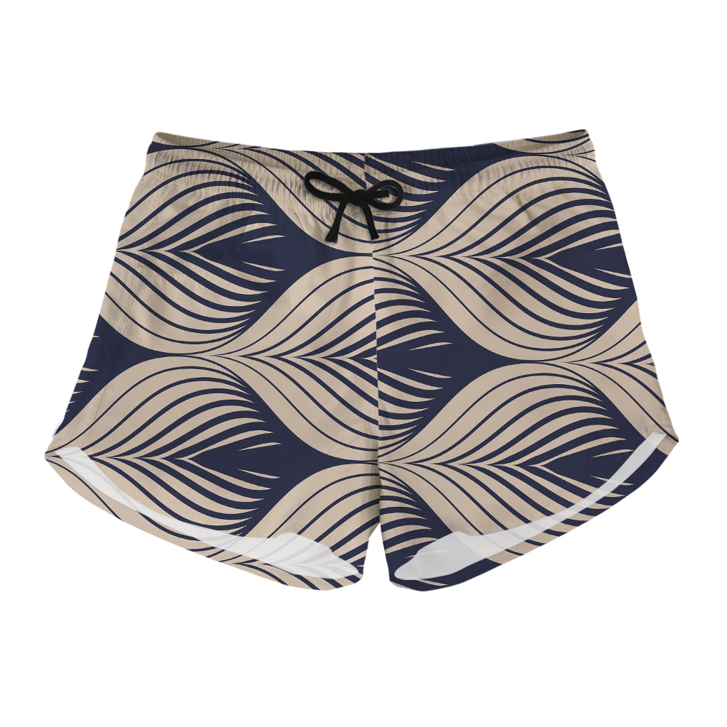 Vintage Geometric Leaf Pattern Print Women's Shorts