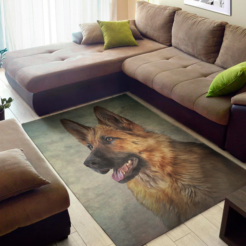 Vintage German Shepherd Portrait Print Area Rug