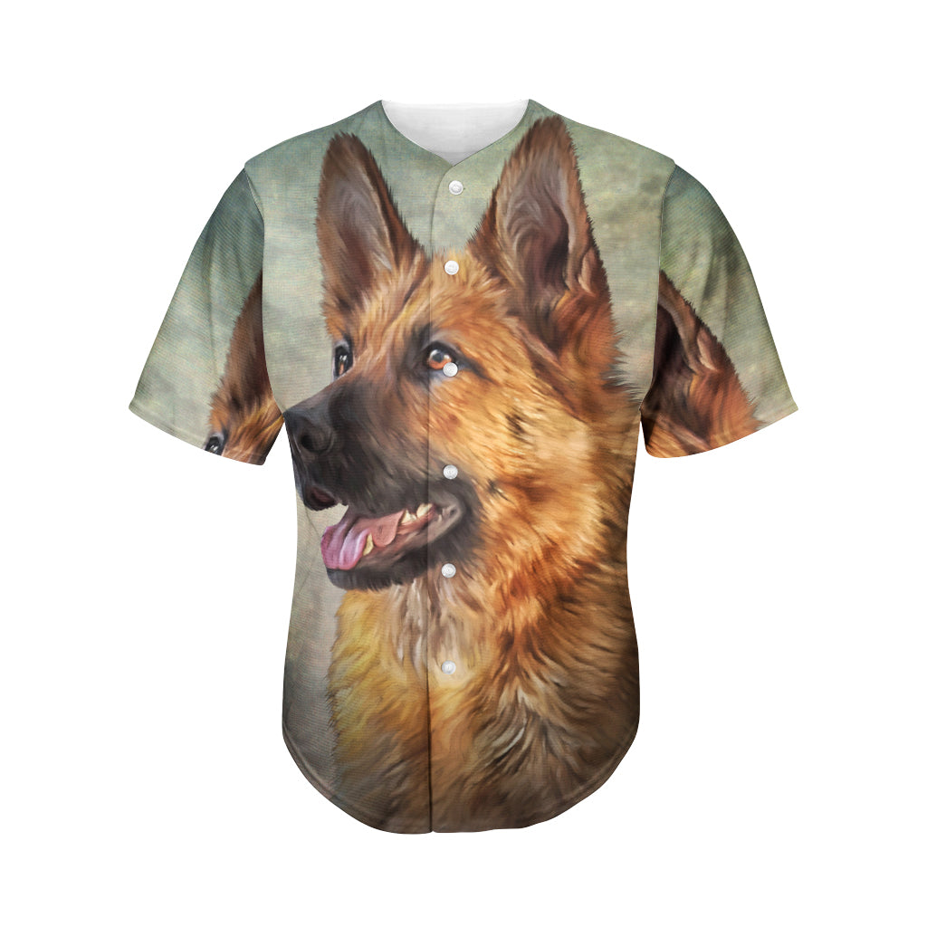 Vintage German Shepherd Portrait Print Men's Baseball Jersey