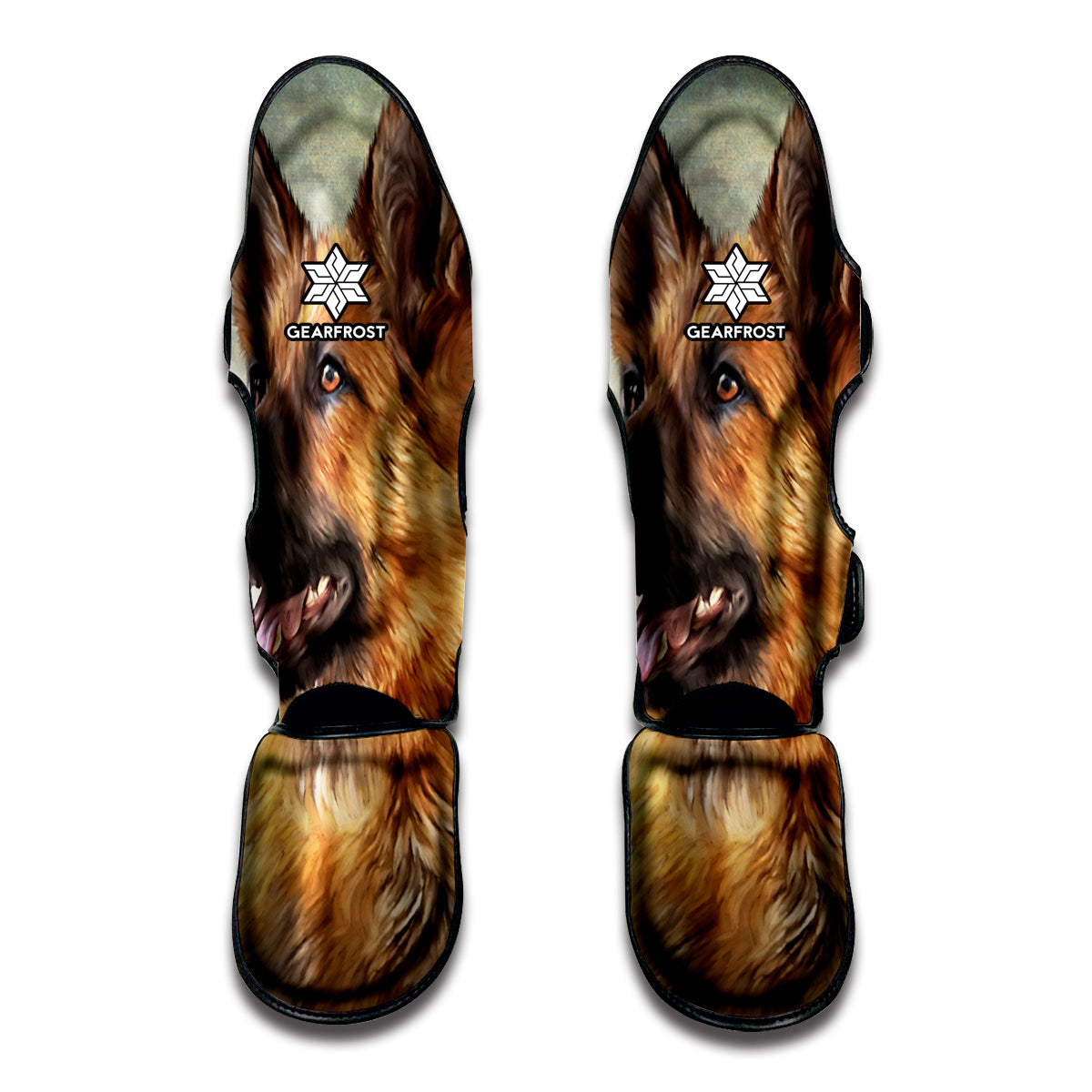 Vintage German Shepherd Portrait Print Muay Thai Shin Guards