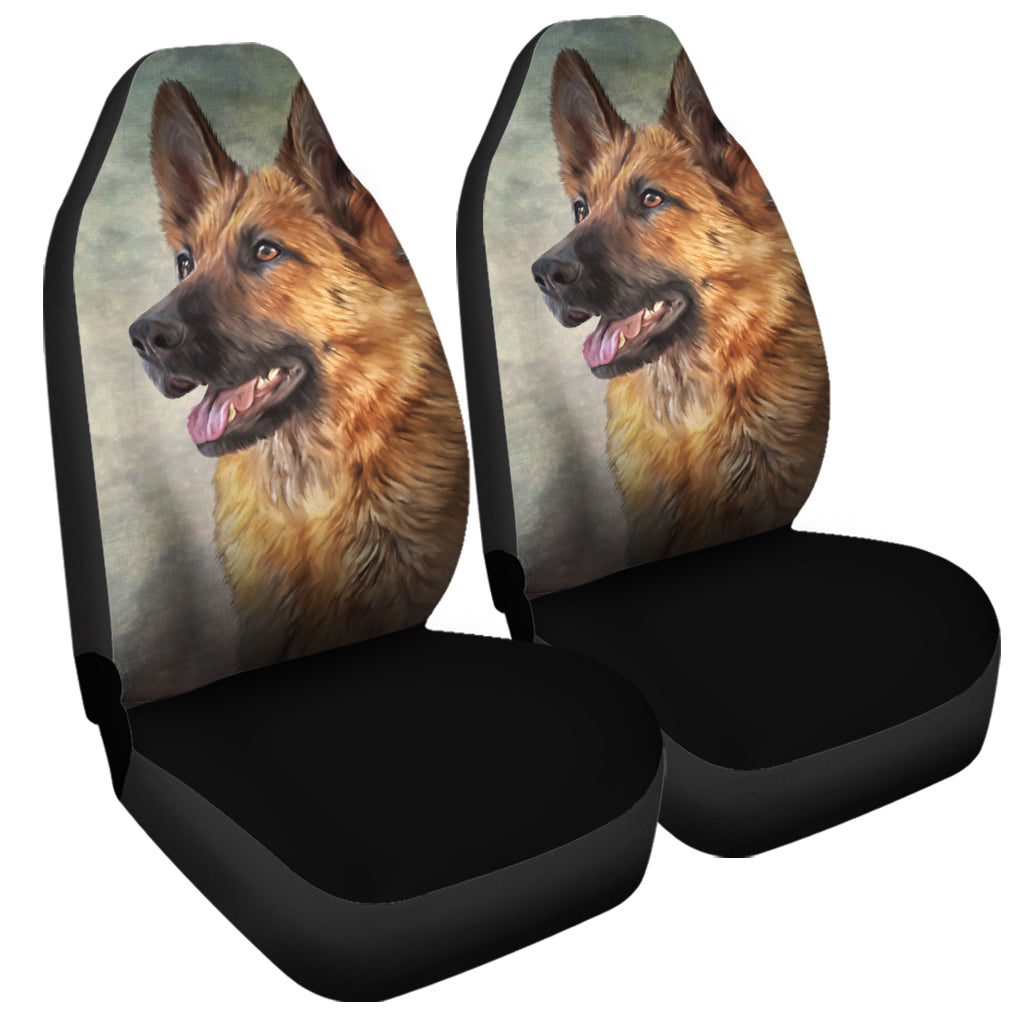 Vintage German Shepherd Portrait Print Universal Fit Car Seat Covers