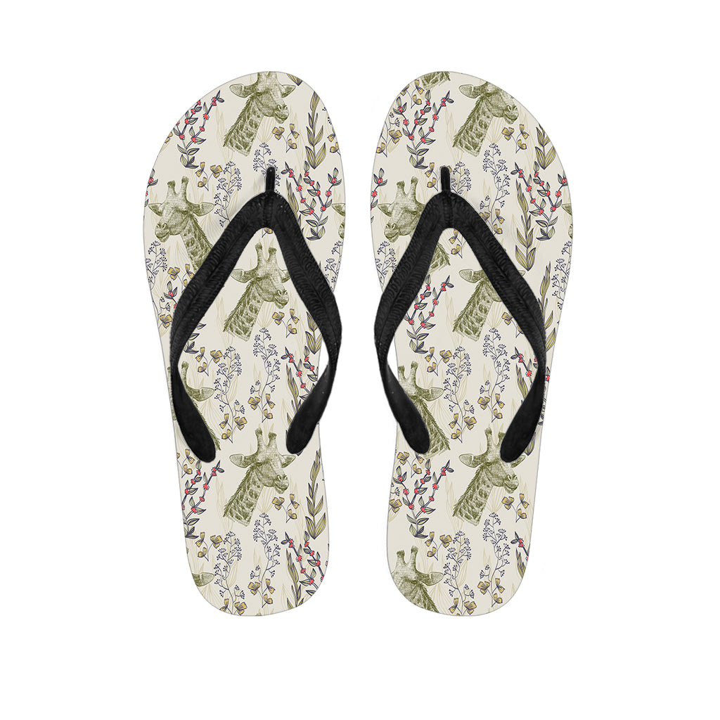 Vintage Giraffe Print Flip Flops