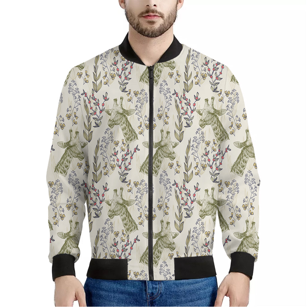 Vintage Giraffe Print Men's Bomber Jacket