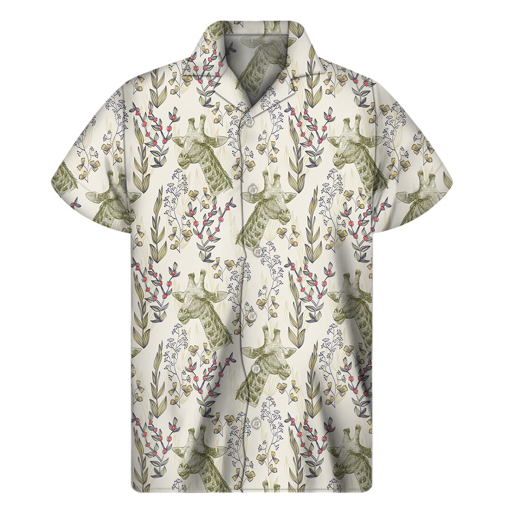 Vintage Giraffe Print Men's Short Sleeve Shirt