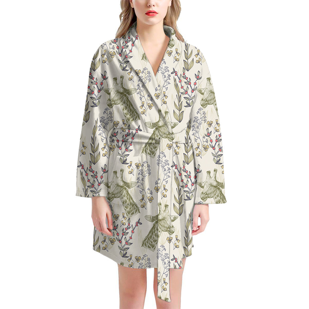 Vintage Giraffe Print Women's Bathrobe